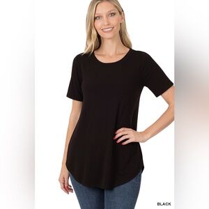 🆕 Zenana SHORT SLEEVE ROUND NECK ROUND HEM TOP